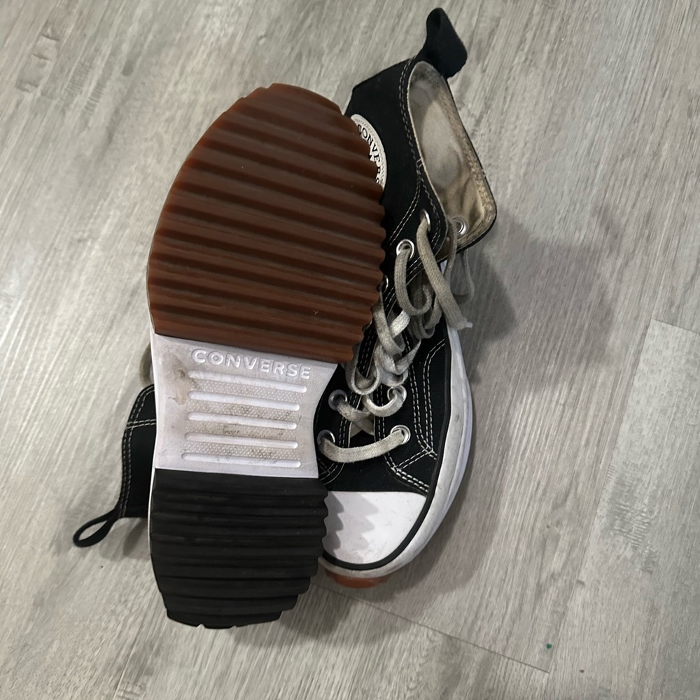 Converse Black High-Tops with White and Brown Soles platform style Sz 7 - Picture 5 of 6